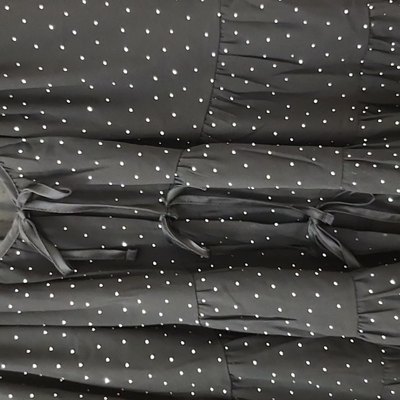 Francesca Womens Top Laurie Tie Front Tiered Blouse Polka Dot Beaded Sz Meduim - Picture 15 of 16